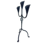 Hand Forged Iron Candelabra 27" (68cm) Antique Copper Finish 3-Arm Sculptural Tulip Cup Centerpiece