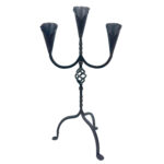 Hand Forged Iron Candelabra 27" (68cm) Antique Copper Finish 3-Arm Sculptural Tulip Cup Centerpiece - Image 4
