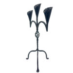 Hand Forged Iron Candelabra 27" (68cm) Antique Copper Finish 3-Arm Wide Tulip Centerpiece Decor