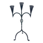 Hand Forged Iron Candelabra 27" (68cm) Antique Copper Finish 3-Arm Wide Tulip Centerpiece Decor - Image 4