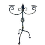 Hand Forged Iron Candelabra 24.5" (62cm) Antique Gold Patina Finish 2-Arm Royal Scrolled Mantel Decor - Image 5