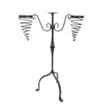 Hand Forged Iron Candelabra 26.5" (67cm) Sculptural Spiral Single Candle Stand Antique Finish - Image 9