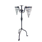 Hand Forged Iron Candelabra 26.5" (67cm) Sculptural Spiral Single Candle Stand Antique Finish