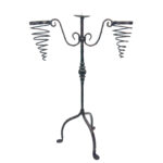 Hand Forged Iron Candelabra 26.5" (67cm) Sculptural Spiral Single Candle Stand Antique Finish - Image 6