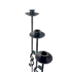 Hand Forged Iron Candelabra Set of 3 (91-111cm) Antique Copper Finish Floor Standing Sculpted Twist & Leaf Node Estate Set - Image 5
