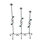 Hand Forged Iron Candelabra Set of 3 (91-111cm) Antique Copper Finish Floor Standing Sculpted Twist & Leaf Node Estate Set
