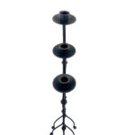 Hand Forged Iron Candelabra Set of 3 (97-117cm) Antique Copper Finish Classic Spindle Node Floor Set - Image 5