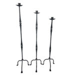 Hand Forged Iron Candelabra Set of 3 (97-117cm) Antique Copper Finish Classic Spindle Node Floor Set