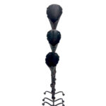 Hand Forged Iron Candelabra Set of 3 (87-107cm) Antique Copper Finish Sculptural Calla Lily Floor Set - Image 5
