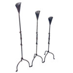 Hand Forged Iron Candelabra Set of 3 (87-107cm) Antique Copper Finish Sculptural Calla Lily Floor Set - Image 4