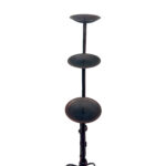 Hand Forged Iron Candelabra Set of 3 (90-110cm) Antique Copper Finish Segmented Ring Node Floor Set - Image 4