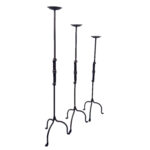 Hand Forged Iron Candelabra Set of 3 (90-110cm) Antique Copper Finish Segmented Ring Node Floor Set - Image 5
