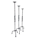 Hand Forged Iron Candelabra Set of 3 (98-118cm) Antique Copper Finish Sculptural Iron Bamboo Style Estate Set - Image 4