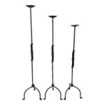 Hand Forged Iron Candelabra Set of 3 (98-118cm) Antique Copper Finish Sculptural Iron Bamboo Style Estate Set