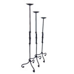 Hand Forged Iron Candelabra Set of 3 (90-110cm) Antique Copper Finish Iron Bamboo Stem with Scroll Base Estate Set - Image 4