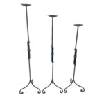 Hand Forged Iron Candelabra Set of 3 (90-110cm) Antique Copper Finish Iron Bamboo Stem with Scroll Base Estate Set