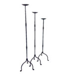 Hand Forged Iron Candelabra Set of 3 (93-113cm) Antique Copper Finish Slender Stem with Compact Arched Base - Image 4