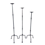 Hand Forged Iron Candelabra Set of 3 (93-113cm) Antique Copper Finish Slender Stem with Compact Arched Base