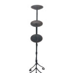 Hand Forged Iron Candelabra Set of 3 (90-110cm) Antique Copper Finish Straight Stem with Ornate French Scroll Feet - Image 5
