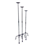 Hand Forged Iron Candelabra Set of 3 (95-115cm) Antique Copper Finish Straight Stem with Compact Arched Base - Image 4