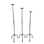 Hand Forged Iron Candelabra Set of 3 (95-115cm) Antique Copper Finish Straight Stem with Compact Arched Base