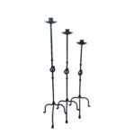 Hand Forged Iron Candelabra Set of 3 (80-100cm) Antique Copper Finish Love Knot Stem Floor Set - Image 4