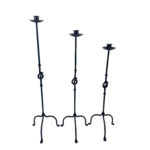 Hand Forged Iron Candelabra Set of 3 (80-100cm) Antique Copper Finish Love Knot Stem Floor Set