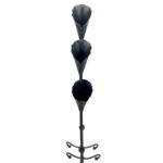 Hand Forged Iron Candelabra Set of 3 (97-117cm) Antique Copper Finish Slender Stem with Lily Cups - Image 7