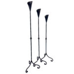 Hand Forged Iron Candelabra Set of 3 (97-117cm) Antique Copper Finish Slender Stem with Lily Cups - Image 6