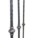 Hand Forged Iron Candelabra Set of 3 (93-113cm) Antique Copper Finish Hammered Stem with Decorative Knop - Image 3