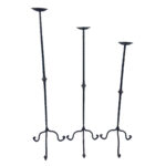 Hand Forged Iron Candelabra Set of 3 (93-113cm) Antique Copper Finish Hammered Stem with Decorative Knop