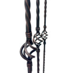Hand Forged Iron Candelabra Set of 3 (101-121cm) Antique Copper Finish Heavy Rope Twist Stem with Openwork Cage Detail - Image 3