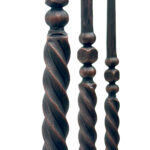 Hand Forged Iron Candelabra Set of 3 (93-113cm) Antique Copper Finish Barley Twist Stem with Deep Cylindrical Cups - Image 3