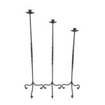 Hand Forged Iron Candelabra Set of 3 (93-113cm) Antique Copper Finish Barley Twist Stem with Socket and Drip Plate