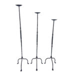 Hand Forged Iron Candelabra Set of 3 (93-113cm) Antique Copper Finish Barley Twist Stem with Arched Base