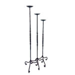 Hand Forged Iron Candelabra Set of 3 (90-110cm) Antique Copper Finish Barley Twist Stem with French Scroll Feet - Image 4