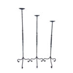 Hand Forged Iron Candelabra Set of 3 (90-110cm) Antique Copper Finish Barley Twist Stem with French Scroll Feet