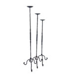 Hand Forged Iron Candelabra Set of 3 (93-113cm) Antique Copper Finish Barley Twist Stem with Wide Scroll Base - Image 4