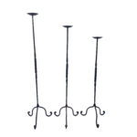 Hand Forged Iron Candelabra Set of 3 (93-113cm) Antique Copper Finish Barley Twist Stem with Wide Scroll Base