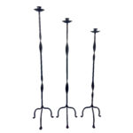 Hand Forged Iron Candelabra Set of 3 (107-127cm) Antique Copper Finish Open Twist Stem with Arched Base