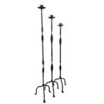 Hand Forged Iron Candelabra Set of 3 (107-127cm) Antique Copper Finish Open Twist Stem with Arched Base - Image 5