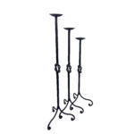 Hand Forged Iron Candelabra Set of 3 (78-98cm) Antique Copper Double Stem with Hercules Knot Detail - Image 7