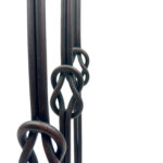 Hand Forged Iron Candelabra Set of 3 (82-102cm) Antique Copper Double Stem with Hercules Knot and Arched Base - Image 3