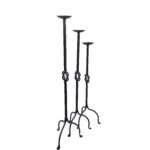 Hand Forged Iron Candelabra Set of 3 (82-102cm) Antique Copper Double Stem with Hercules Knot and Arched Base - Image 8