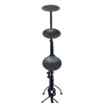Hand Forged Iron Candelabra Set of 3 (88-108cm) Antique Copper Double Stem with Hercules Knot and Arched Base - Image 10