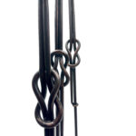 Hand Forged Iron Candelabra Set of 3 (88-108cm) Antique Copper Double Stem with Hercules Knot and Arched Base - Image 4