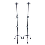 Hand Forged Iron Candelabra Pair (115cm) Antique Copper Expanded Open-Twist Stem
