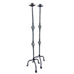 Hand Forged Iron Candelabra Pair (115cm) Antique Copper Expanded Open-Twist Stem - Image 5