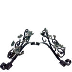 Hand Forged Iron Wall Art Scroll (54cm) Antique Copper & Green Patina Grapevine Motif