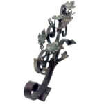 Hand Forged Iron Wall Art Scroll (54cm) Antique Copper & Green Patina Grapevine Motif - Image 7